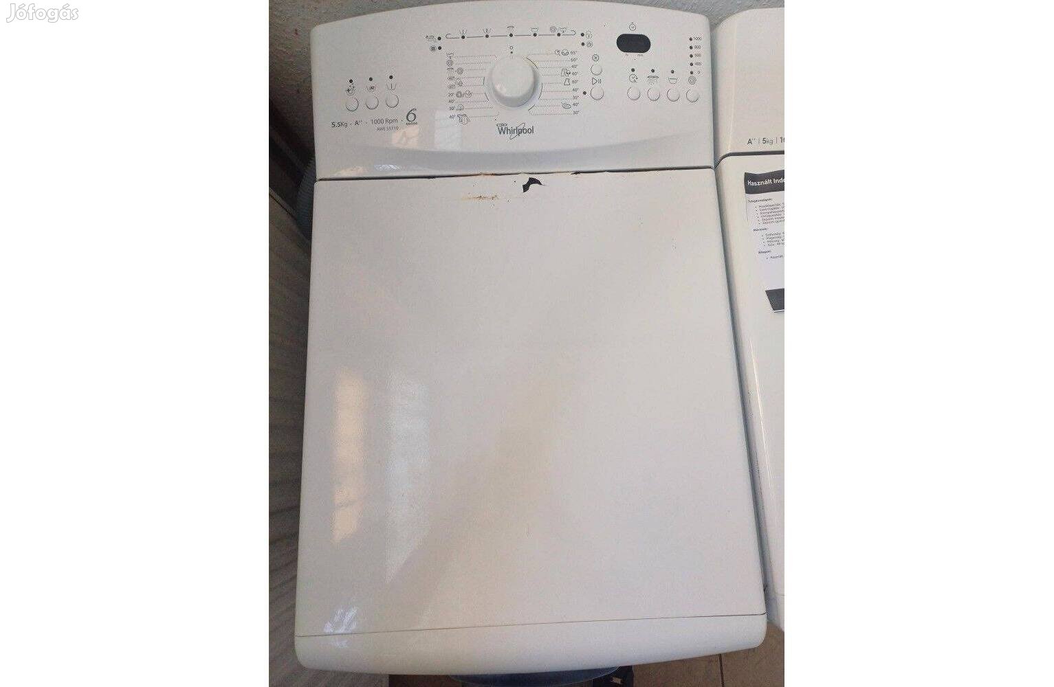 Használt Whirlpool AWE 55710 Felültöltős Mosógép [H16895] 1-3 hó gari
